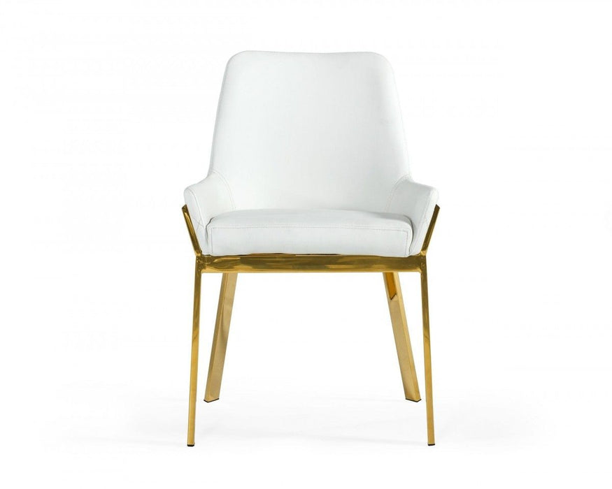 Contemporary Upholstered Faux Leather Dining Arm Chair - White