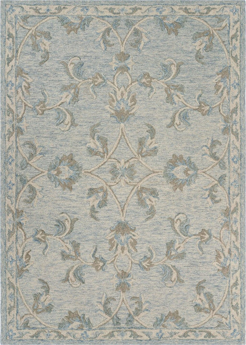 7' x 9' Wool Hand Tufted Area Rug - Ivory And Blue