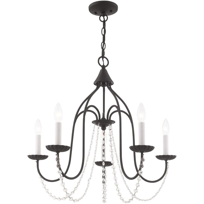 23" Five Light Dimmable Chandelier With Shades - Black