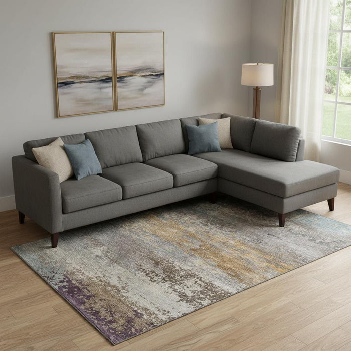 10' X 14' Abstract Washable Area Rug With UV Protection (717098) - Brown / Gray