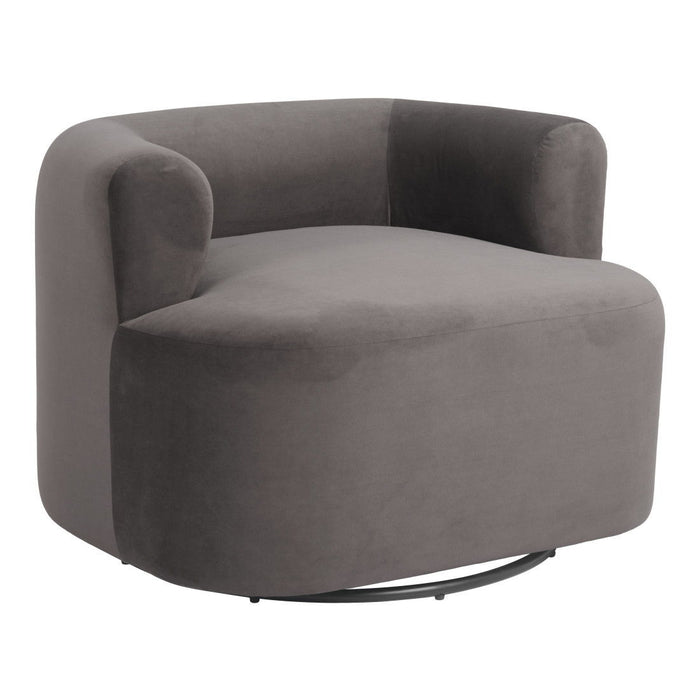 35" Modern Upholstered Swivel Arm Chair - Gray