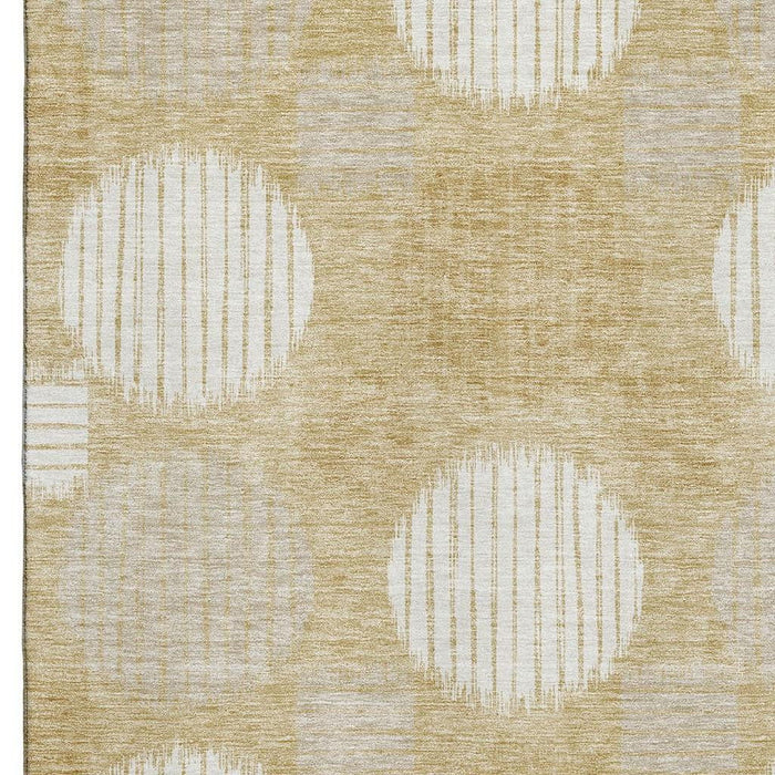 10' X 14' Geometric Washable Area Rug With UV Protection (671534) - Gold / Ivory