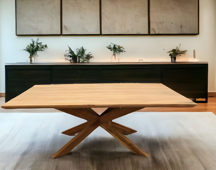 79" Solid Wood Pedestal Base Dining Table - Natural