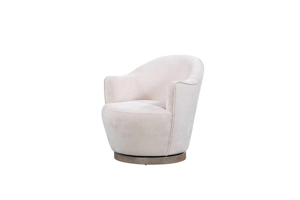 27" Contemporary Fabric Swivel Barrel Chair - Off White