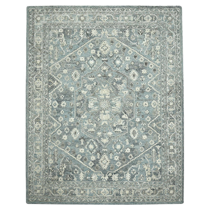9' X 13' Wool Oriental Hand Tufted Area Rug - Sky Blue