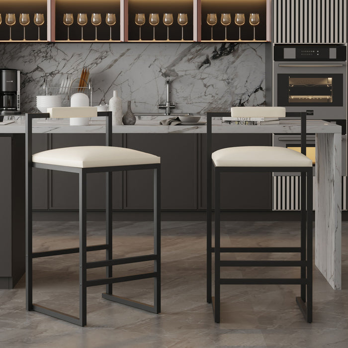 Pair of Giga elegant counter height bar stools with backrests and footrests, set of 2, featuring modern design and sturdy construction.