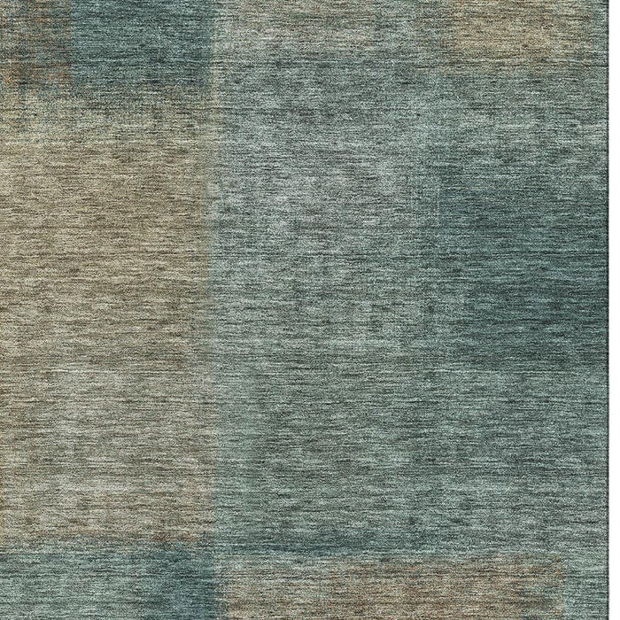 9' X 12' Abstract Washable Area Rug With UV Protection - Teal And Brown