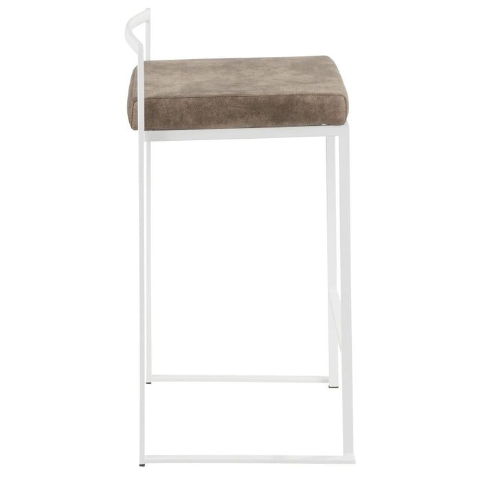 Fuji - Contemporary Stackable Counter Stool (Set of 2) - White Frame