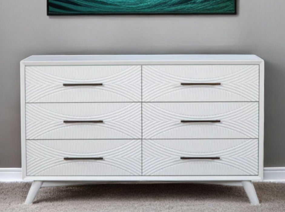 Solid Wood 6 Drawer Double Dresser - White
