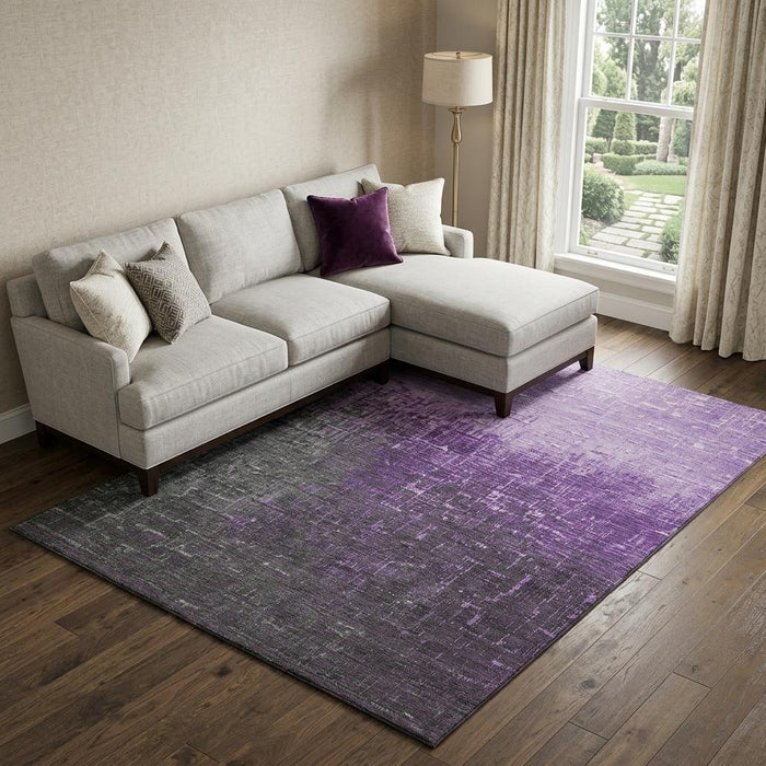 10' X 14' Ombre Washable Area Rug With UV Protection (683381) - Purple / Gray / Charcoal