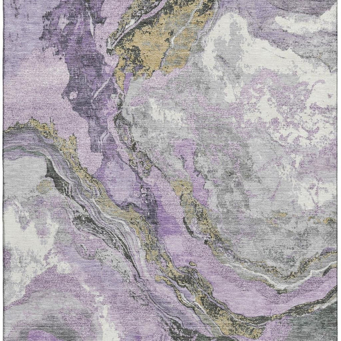 10' X 14' Abstract Washable Area Rug With UV Protection (707749) - Lavender / Gray / Ivory