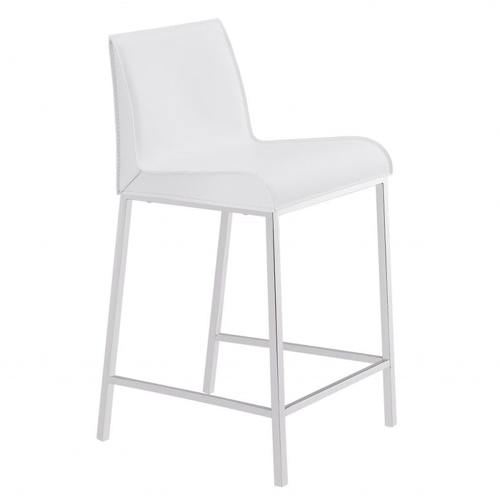 24" Steel Low Back Counter Height Bar Chairs (Set of 2) - White And Silver