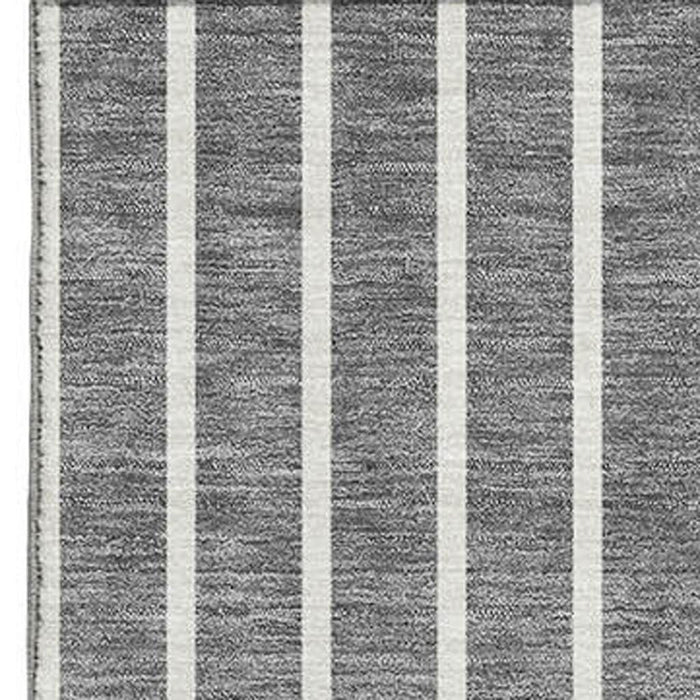 10' X 14' Striped Washable Area Rug With UV Protection (678293) - Gray / Ivory / Silver