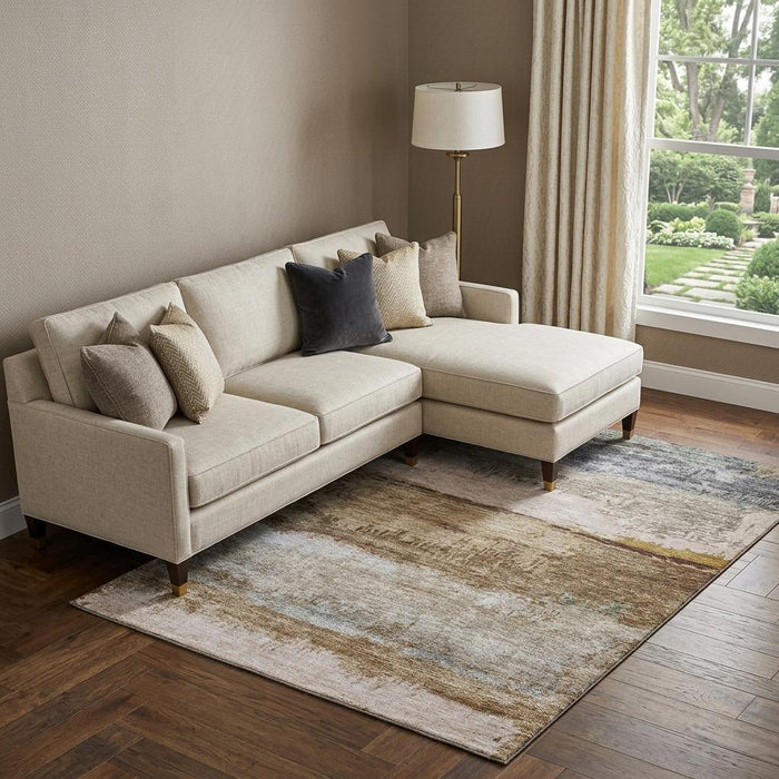 10' X 14' Abstract Washable Area Rug With UV Protection (688304) - Beige / Brown / Gray