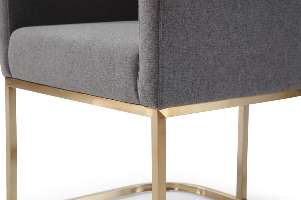 Contemporary Upholstered Fabric Dining Arm Chair - Dark Gray