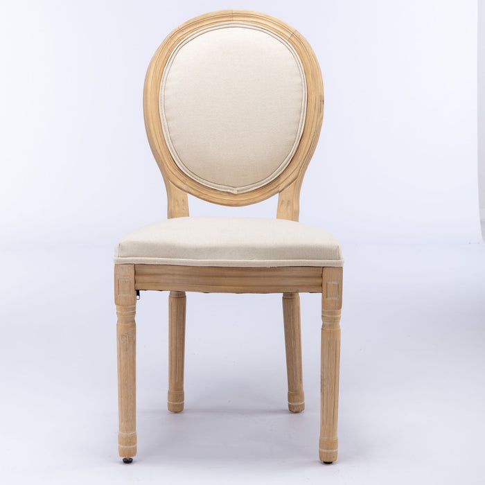 Set of two Giga French style solid wood frame antique dining chairs with fabric upholstery and elegant design.