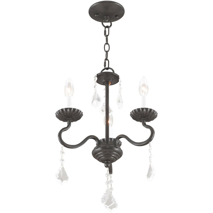 Three Light Dimmable Chandelier With Shades - Bronze