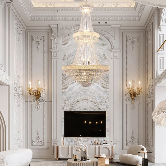 Empire Multi Light Crystal Metal Dimmable Chandelier - Clear / Silver