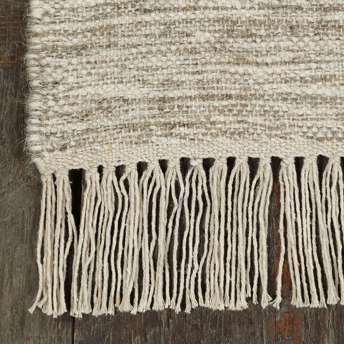 8' x 10' Geometric Flatweave Handmade Stain Resistant Area Rug With Fringe - Gray
