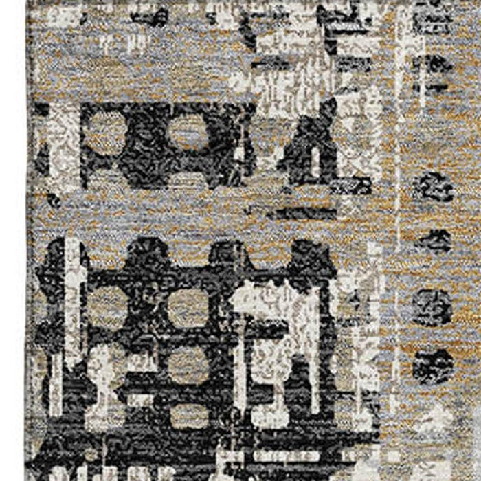 10' X 14' Geometric Washable Area Rug With UV Protection (718376) - Black / Gray