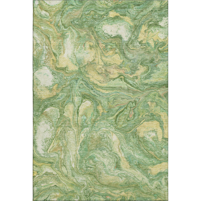 10' X 14' Abstract Washable Area Rug With UV Protection (714715) - Green / Gold