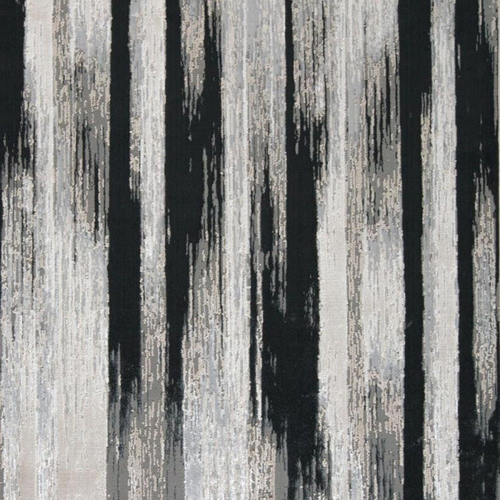 12' x 15' Abstract Power Loom Area Rug - Black Silver And Gray