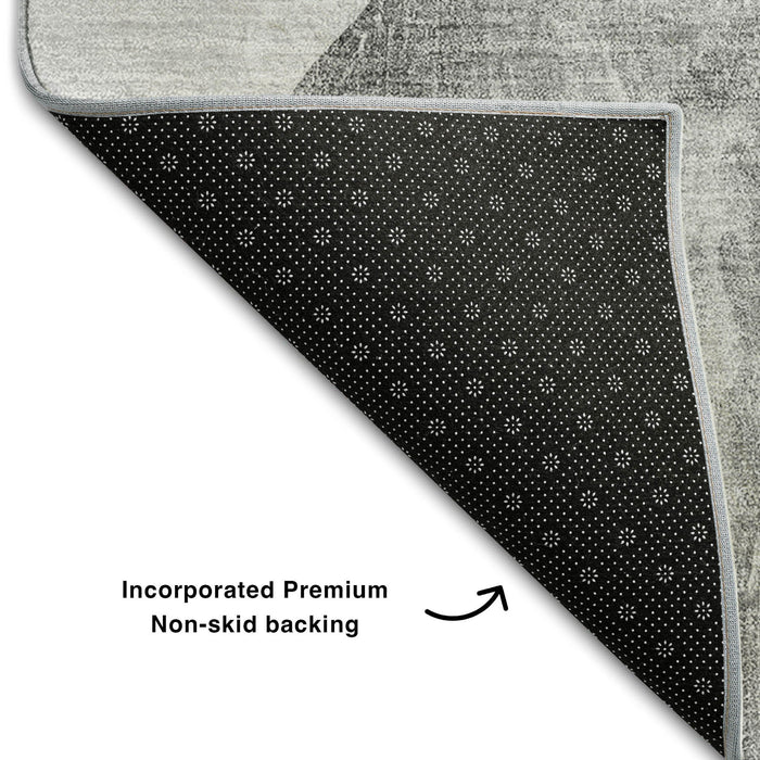 10' X 14' Abstract Washable Area Rug With UV Protection (648478) - Gray / Silver