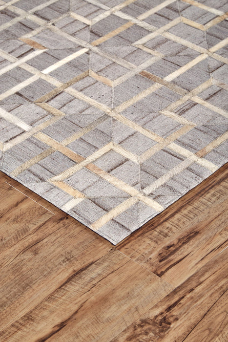 10' x 13' Geometric Hand Woven Area Rug - Gray Ivory And Brown