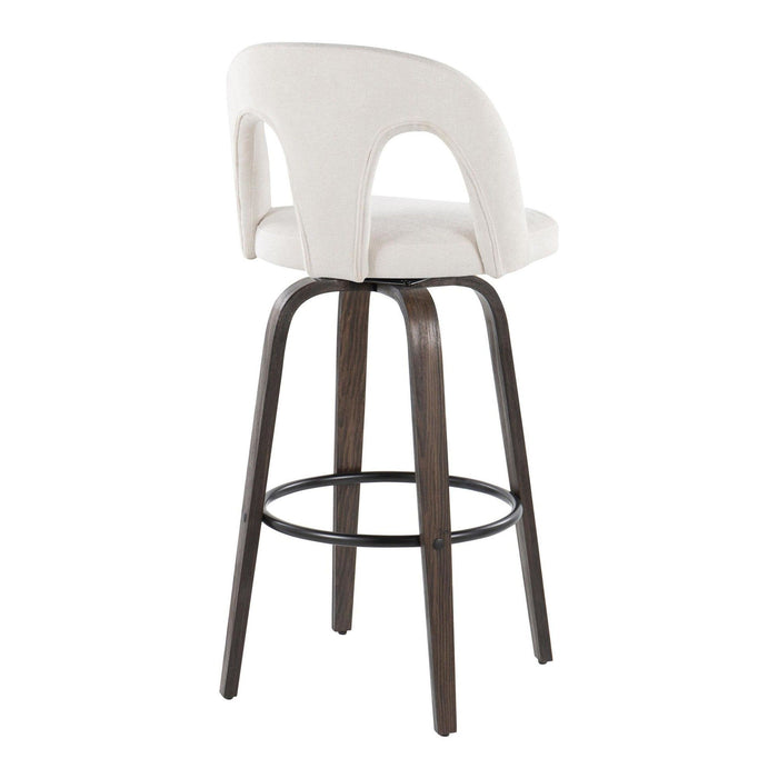 Ava - Upholstered Fixed-Height Barstool (Set of 2) - Walnut Glazed Wood Base