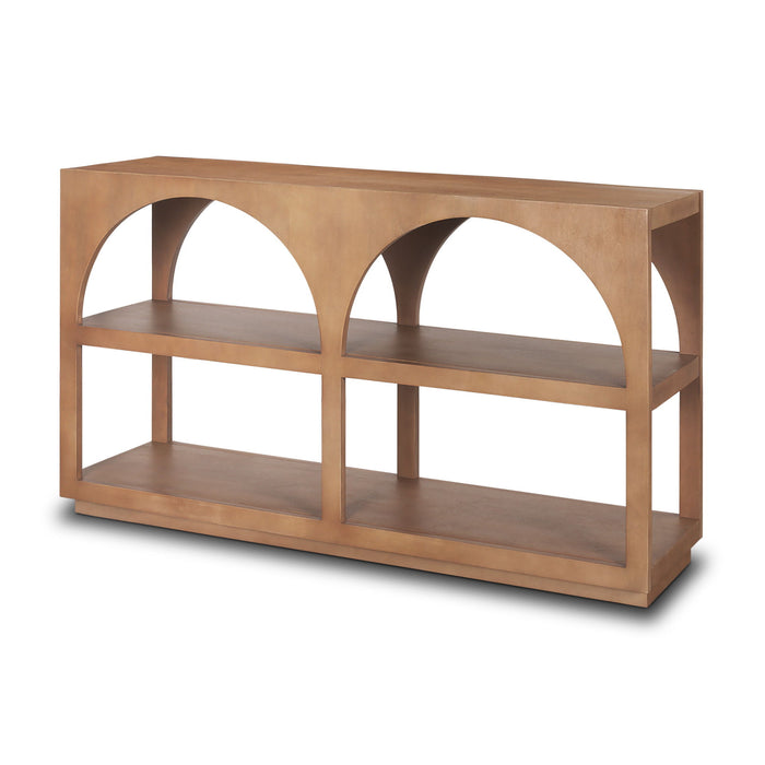 54" Solid Wood Floor Shelf Console Table With Two Shelves - Brown