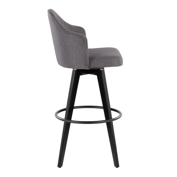 Ahoy - Upholstered Fixed-Height Barstool (Set of 2) - Black Base, Black Footrest