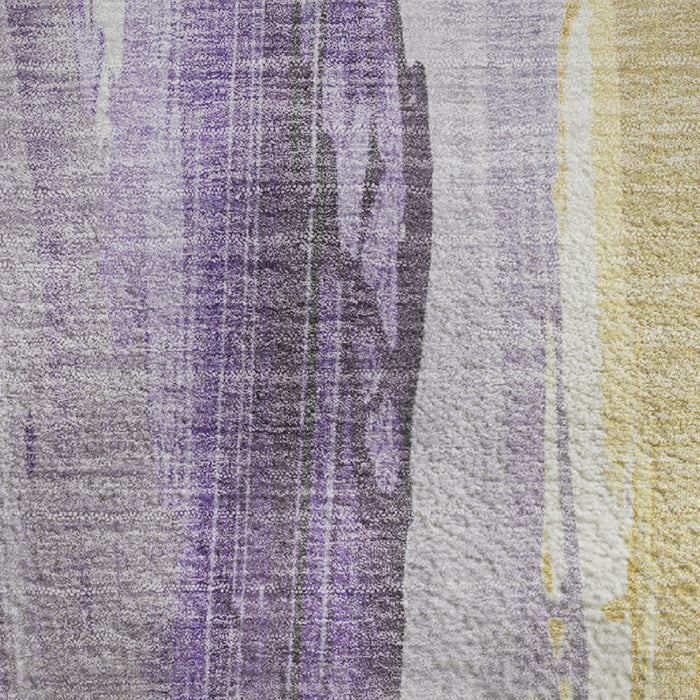 10' X 14' Abstract Washable Area Rug With UV Protection (705569) - Purple / Gold
