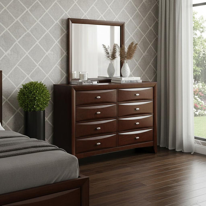 Solid Wood Eight Drawer Double Dresser - Cherry