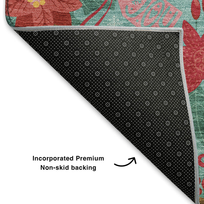 10' X 14' Abstract Geometric Washable Area Rug With UV Protection (702050) - Teal / Red / Black