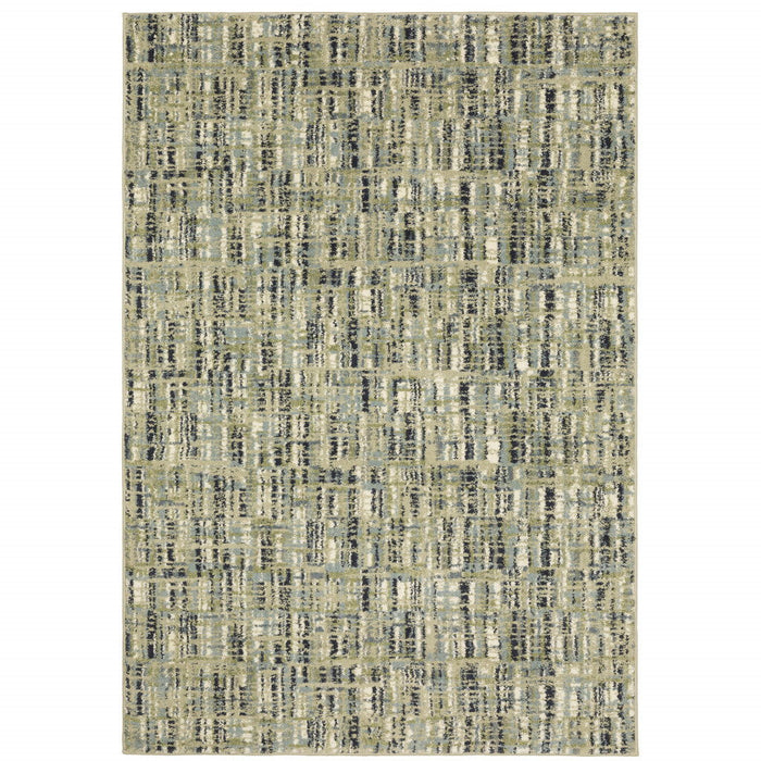 10' x 13' Abstract Power Loom Stain Resistant Area Rug - Green Blue Ivory Beige And Light Blue