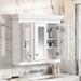 Giga white wall-mounted bathroom medicine cabinet with mirror and five adjustable closed shelves