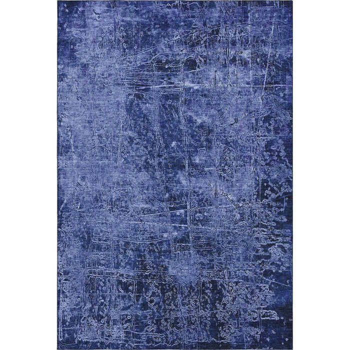 8' X 10' Abstract Washable Area Rug With UV Protection (649046) - Navy Blue / Ivory