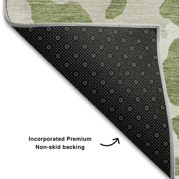 10' X 14' Animal Print Washable Area Rug With UV Protection (669450) - Green / Ivory