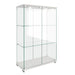 Giga modern display cabinet with LED lights, transparent tempered glass doors, 2-door storage, and 3 shelves for showcasing items