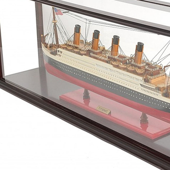 Hand Painted 1912 RMS Titanic Medium Display Case Model Boat - Black / Red