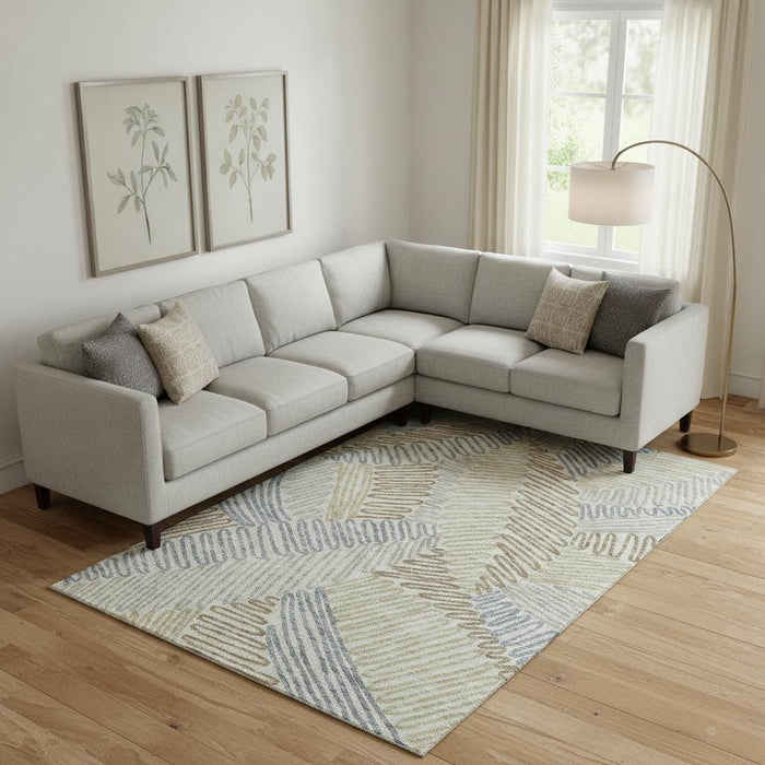 10' X 14' Floral Washable Area Rug With UV Protection (671930) - Taupe / Blue / Beige