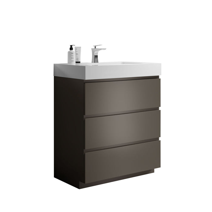 Giga Alice bathroom vanity with integrated sink, large storage cabinet, freestanding design, modern style, one-piece sink basin.