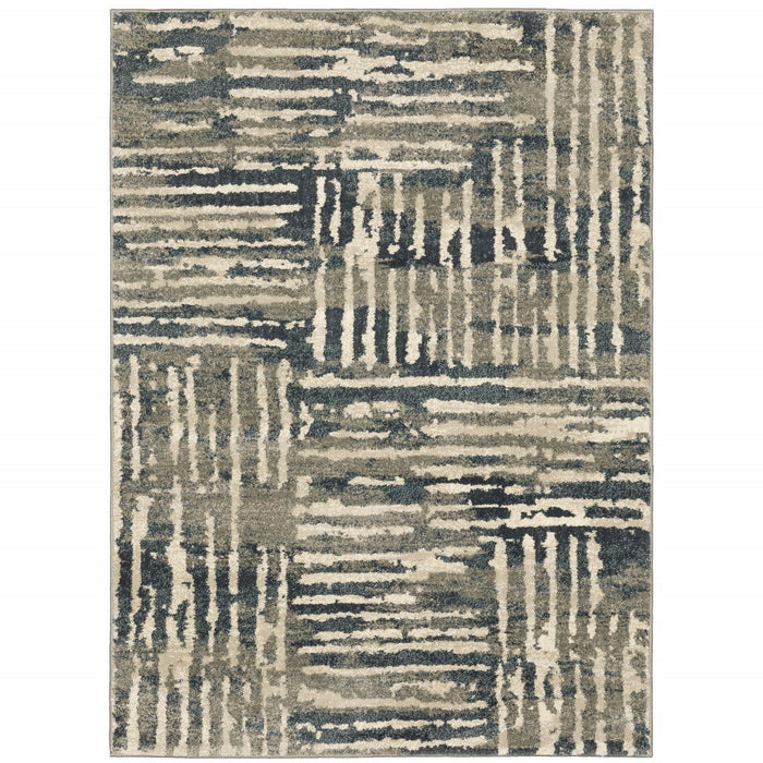 8' x 10' Abstract Power Loom Stain Resistant Area Rug - Blue And Beige
