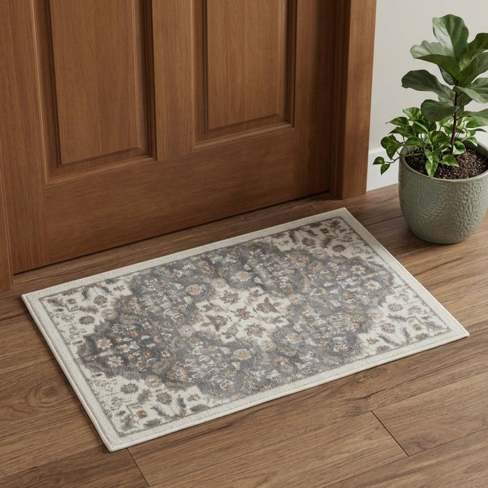 2' X 3' Floral Area Rug (556216) - Gray