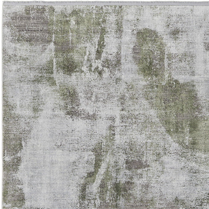 7' X 10' Ikat Power Loom Area Rug With Fringe - Gray