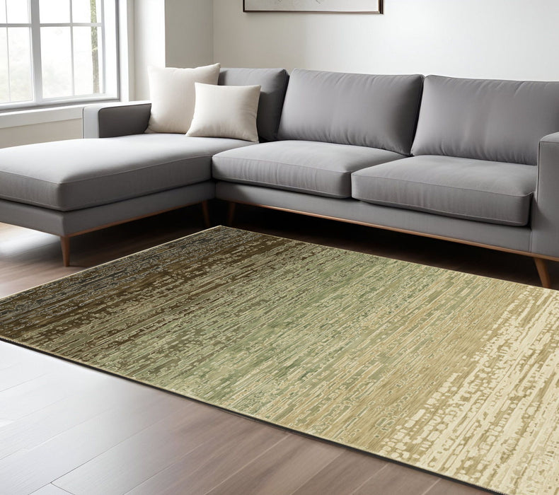 7' X 10' Abstract Area Rug - Brown And Green