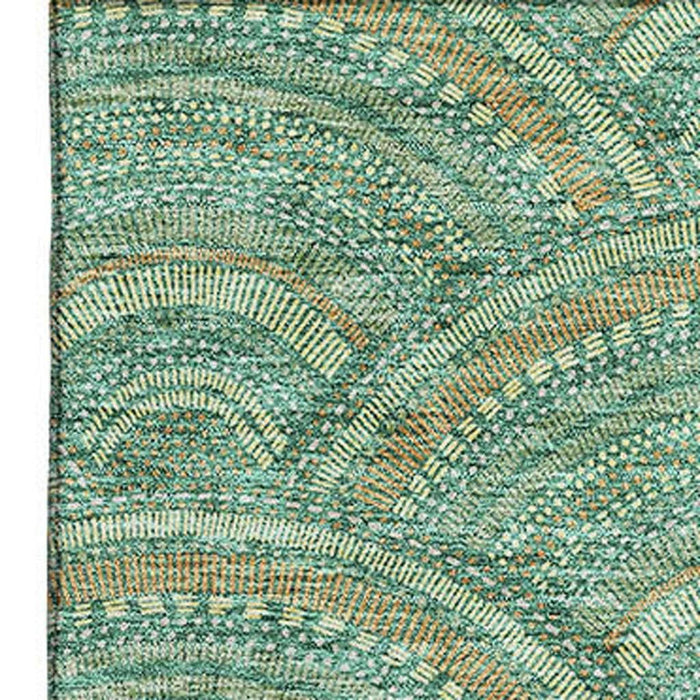 10' X 14' Geometric Washable Area Rug With UV Protection (677723) - Sage / Peach
