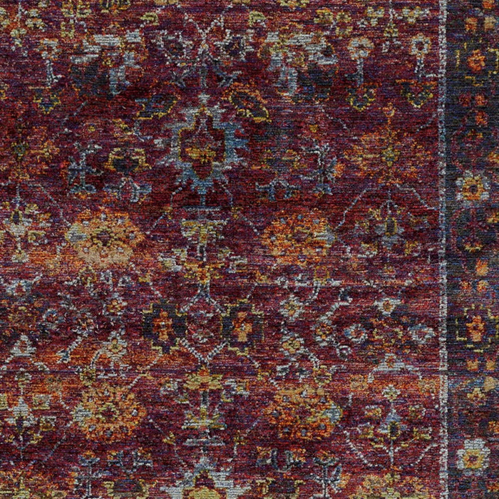 8' x 11' Oriental Power Loom Area Rug - Red Purple