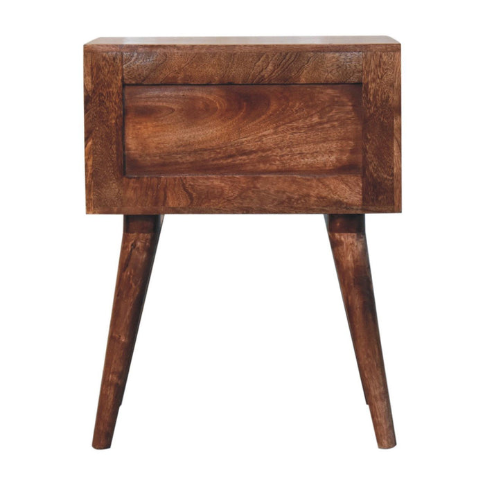 23" Modern Solid Wood Geometric Bone Inlay Two Drawer Nightstand - Black