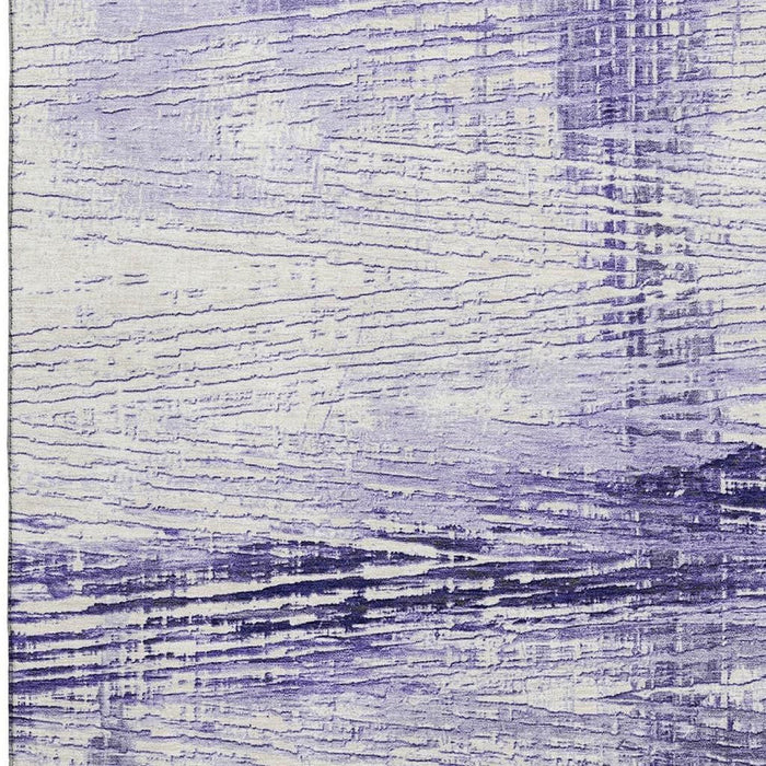 10' X 14' Striped Washable Area Rug With UV Protection (710034) - Lavender / Ivory